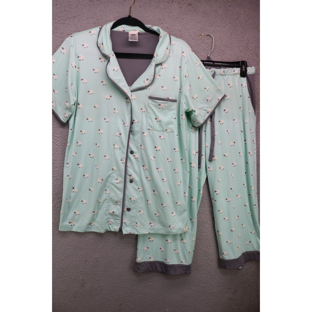 Munki Munki Fleece Pajama Set-Medium-Sheep-Drawstring-Pockets-Cozy